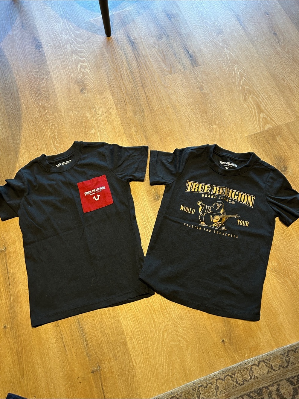 True Religion Kids Black Tee Duo with Red Pocket & Gold Graphic